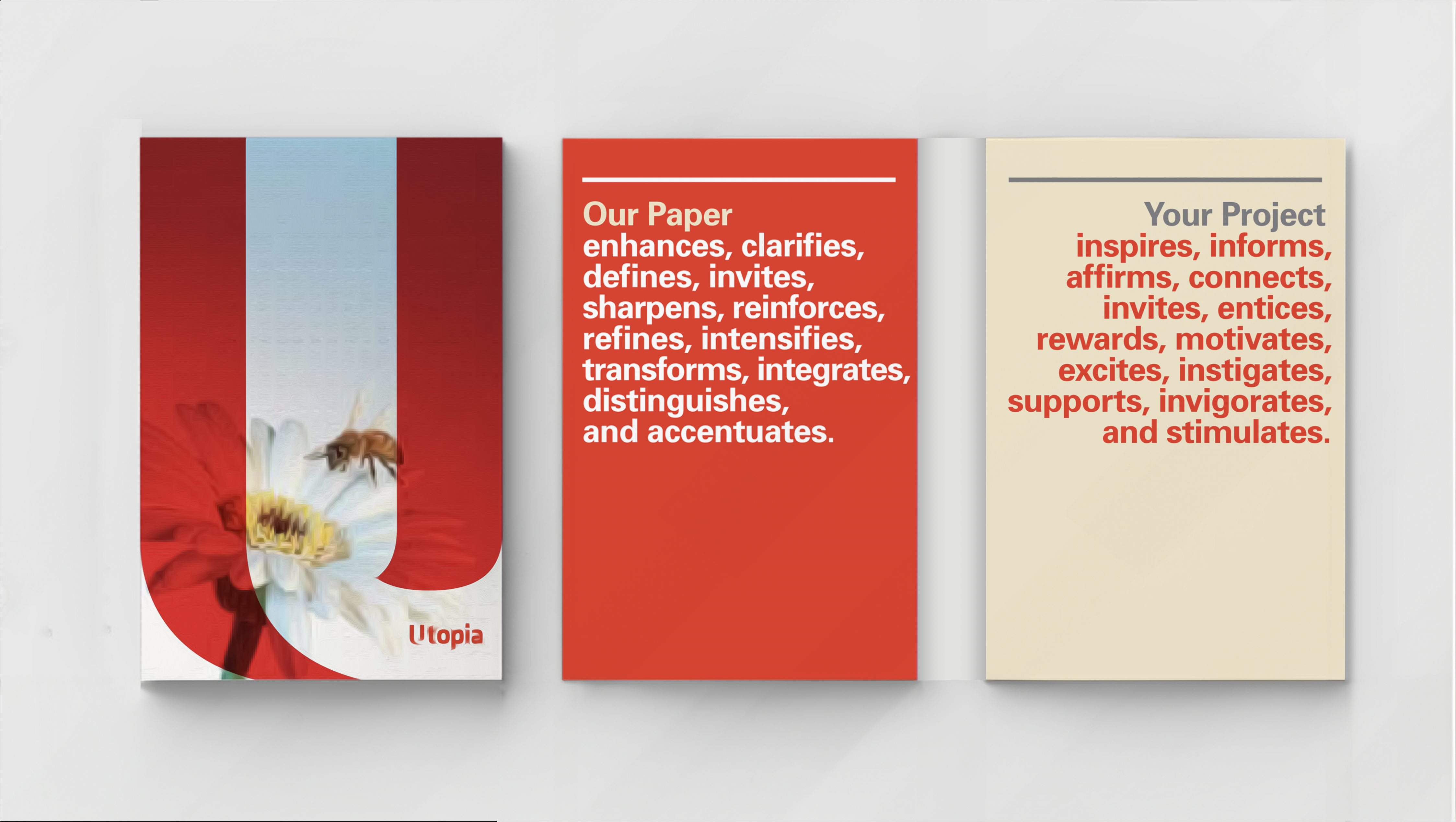 Three different books with a red cover.